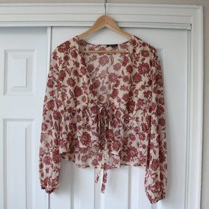 Dynamite Sheer Tie-Front Blouse